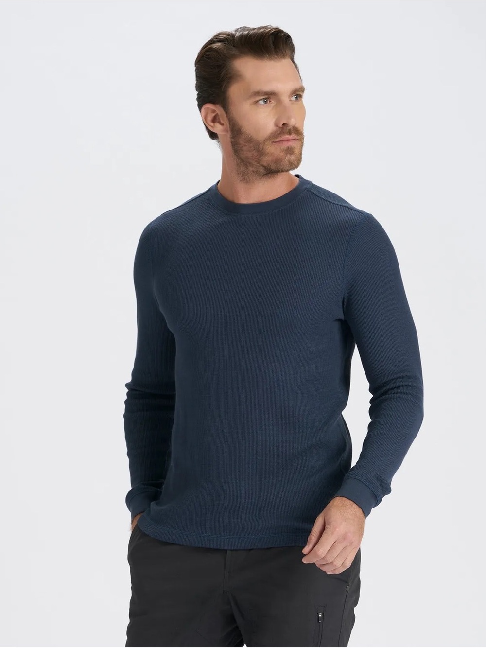 Vuori Men’s Long Sleeve Thermal Waffle Crewneck in Dark Navy Size L - Picture 2 of 6